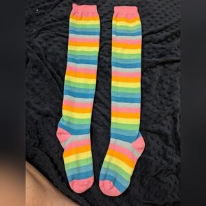 Washed not worn, rainbow thigh high socks perfect condition